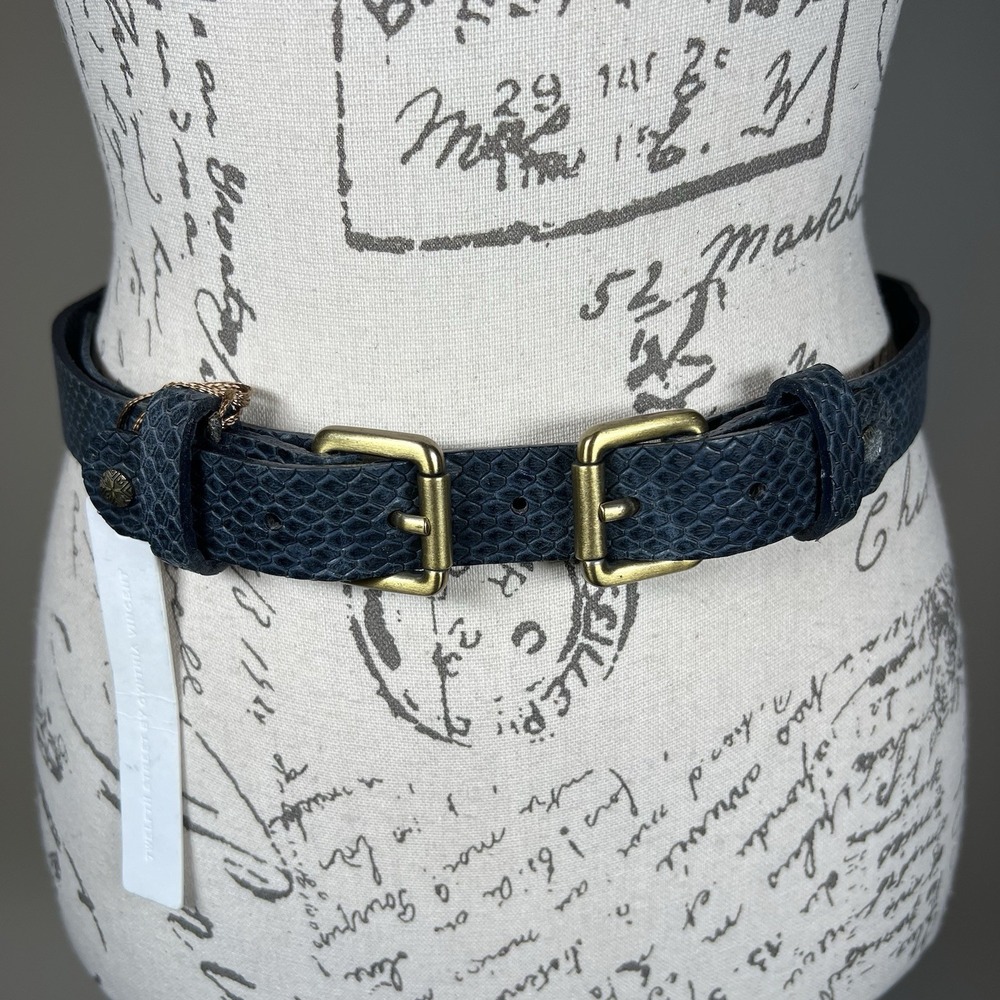 Twelfth Street By Cynthia Vincent Leather Double Buckle Belt Small Blue Boho NWD